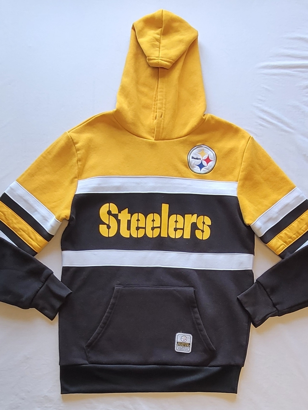 Pittsburgh Steelers Hoodie Black Gold Pullover Fleece NFL Missing Drawsting Sm